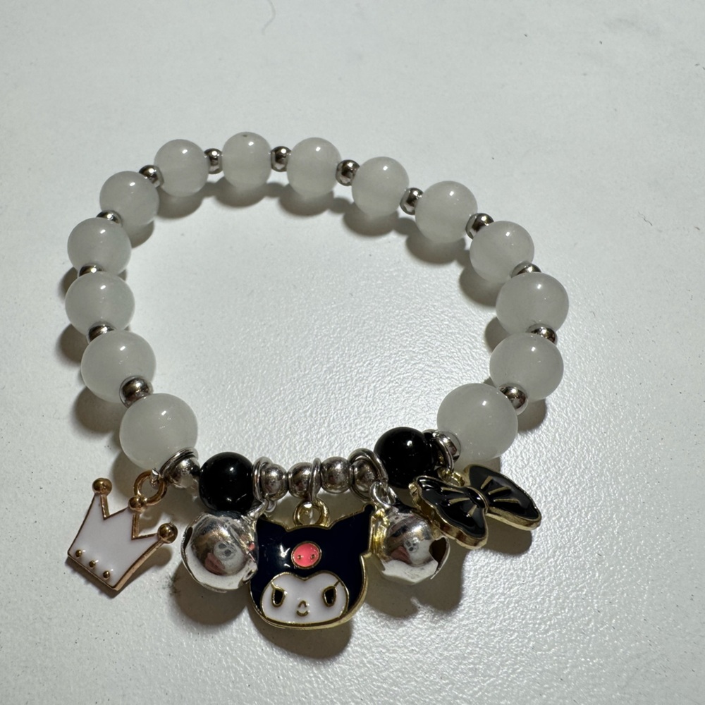Kids Kuromi White Beaded Bracelet with Charms